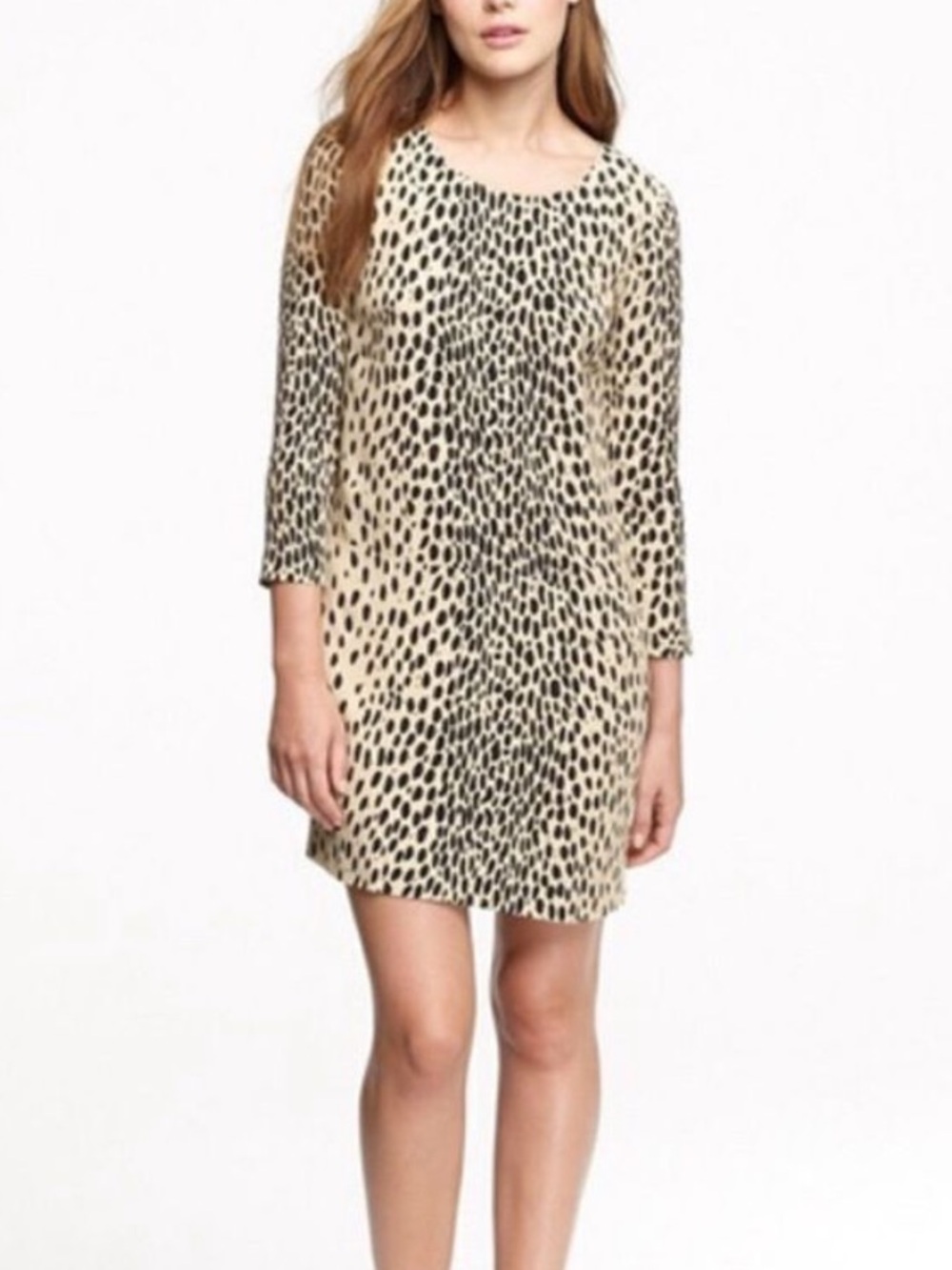 J. Crew Long Sleeve Leopard Print Shift Dress with Pockets - size 4
